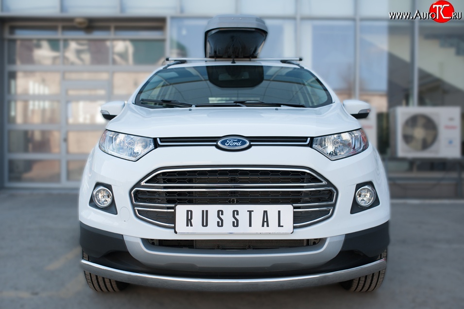 15 649 р. Защита переднего бампера (Ø75х42 мм, нержавейка) Russtal  Ford EcoSport (2013-2019) дорестайлинг  с доставкой в г. Тамбов