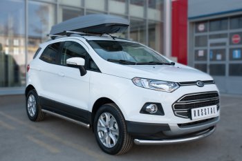 8 799 р. Защита порогов (труба D63 мм) SLITKOFF Ford EcoSport дорестайлинг (2013-2019) (Защита порогов с закругленными торцами (вариант 3))  с доставкой в г. Тамбов. Увеличить фотографию 3