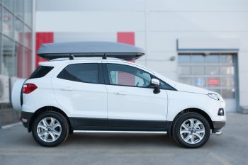 8 799 р. Защита порогов (труба D63 мм) SLITKOFF Ford EcoSport дорестайлинг (2013-2019) (Защита порогов с закругленными торцами (вариант 3))  с доставкой в г. Тамбов. Увеличить фотографию 2