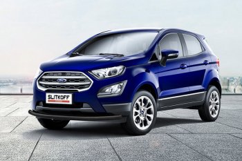 12 649 р. Защита заднего бампера Slitkoff (d57 мм)  Ford EcoSport  B515 (2017-2019) рестайлинг (Нержавейка, Полированная)  с доставкой в г. Тамбов. Увеличить фотографию 2