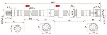 869 р. Тормозной шланг SAT (левый/правый)  Ford Escape  1 (2000-2007), Ford Maverick  TM1 (2000-2007), Mazda Tribute (2000-2007)  с доставкой в г. Тамбов. Увеличить фотографию 1