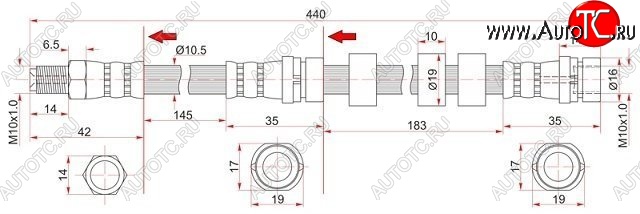 869 р. Тормозной шланг SAT (левый/правый)  Ford Escape  1 (2000-2007), Ford Maverick  TM1 (2000-2007), Mazda Tribute (2000-2007)  с доставкой в г. Тамбов