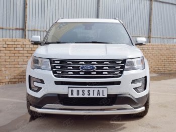 15 999 р. Защита переднего бампера (Ø63 секции, нержавейка) SLITKOFF Ford Explorer U502 1-ый рестайлинг, 5 дв. (2015-2018)  с доставкой в г. Тамбов. Увеличить фотографию 3