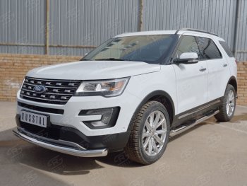 14 899 р. Одинарная защита переднего бампера диаметром 76 мм Ford Explorer U502 2-ой рестайлинг, 5 дв. (2017-2019)  с доставкой в г. Тамбов. Увеличить фотографию 2