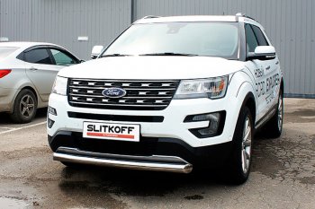 Защита переднего бампера Slitkoff (d76 мм) Ford (Форд) Explorer (Експлорер)  U502 (2015-2018) U502 1-ый рестайлинг, 5 дв.