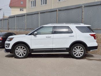 17 599 р. Защита порогов из круглой трубы d63 мм SLITKOFF v3 Ford Explorer U502 1-ый рестайлинг, 5 дв. (2015-2018)  с доставкой в г. Тамбов. Увеличить фотографию 2