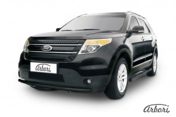 7 019 р. Защита переднего бампера Arbori (черная, 1 труба d57 mm).  Ford Explorer  U502 (2010-2016) дорестайлинг  с доставкой в г. Тамбов. Увеличить фотографию 1