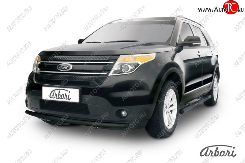 7 019 р. Защита переднего бампера Arbori (черная, 1 труба d57 mm).  Ford Explorer  U502 (2010-2016) дорестайлинг  с доставкой в г. Тамбов