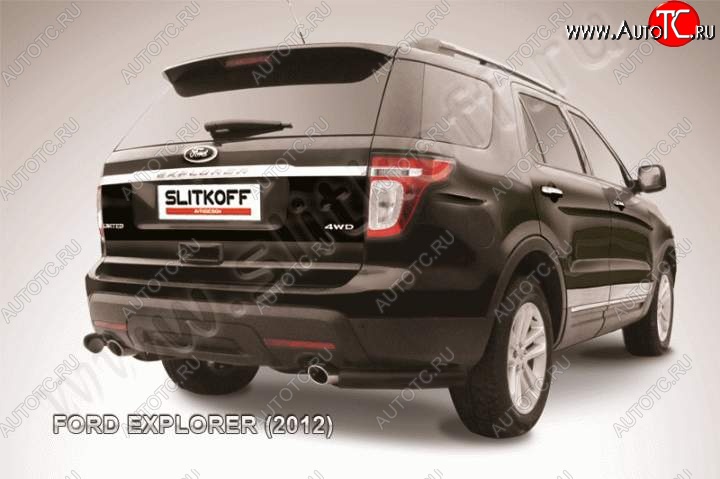 7 699 р. Защита заднего бампера из уголков d76 Slitkoff  Ford Explorer  U502 (2010-2016) дорестайлинг (Цвет: серебристый)  с доставкой в г. Тамбов