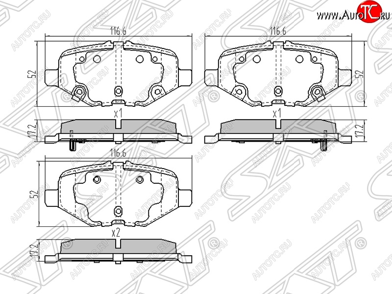 1 169 р. Колодки тормозные SAT (задние)  Ford Explorer  U502 (2010-2016) дорестайлинг  с доставкой в г. Тамбов