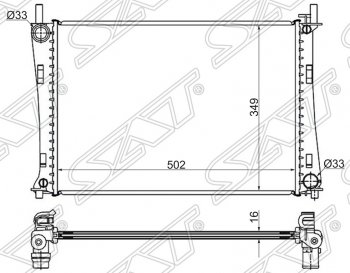 4 499 р. Радиатор двигателя SAT (пластинчатый, 1.25/1.3/1.4/1.6, МКПП/АКПП)  Ford Fiesta  5 (2001-2008), Ford Fusion  1 (2002-2012), Mazda 2/Demio  DY (2002-2007)  с доставкой в г. Тамбов. Увеличить фотографию 1