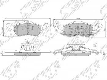 Колодки тормозные SAT (передние) Ford (Форд) Focus (Фокус)  1 (1998-2005) 1 седан дорестайлинг, универсал дорестайлинг, хэтчбэк 3 дв. дорестайлинг, хэтчбэк 5 дв. дорестайлинг, седан рестайлинг, универсал рестайлинг, хэтчбэк 3 дв. рестайлинг, хэтчбэк 5 дв. рестайлинг