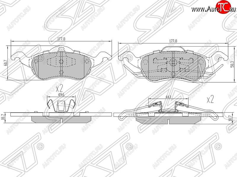 1 589 р. Колодки тормозные SAT (передние)  Ford Focus  1 (1998-2005) седан дорестайлинг, универсал дорестайлинг, хэтчбэк 3 дв. дорестайлинг, хэтчбэк 5 дв. дорестайлинг, седан рестайлинг, универсал рестайлинг, хэтчбэк 3 дв. рестайлинг, хэтчбэк 5 дв. рестайлинг  с доставкой в г. Тамбов