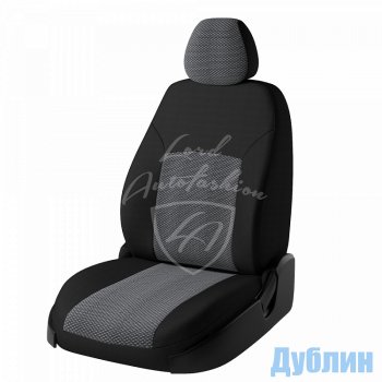 5 799 р. Чехлы для сидений Lord Autofashion Дублин (жаккард) Ford Focus 2 седан рестайлинг (2007-2011) (Черный, вставка Ёж Белый)  с доставкой в г. Тамбов. Увеличить фотографию 1