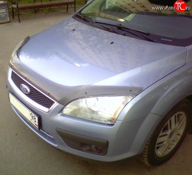 3 399 р. Дефлектор капота NovLine (прозрачный) Ford Focus 2 хэтчбэк 3 дв. дорестайлинг (2004-2007)  с доставкой в г. Тамбов