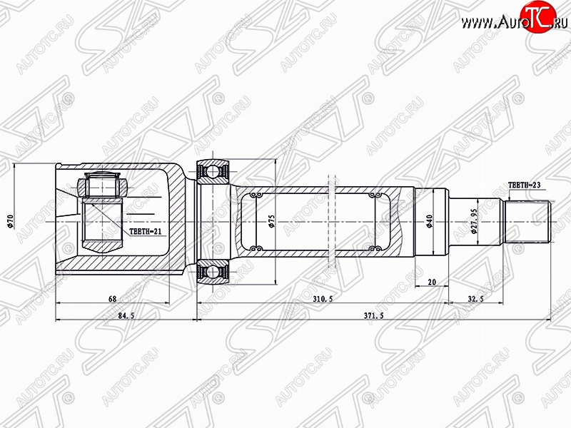 4 899 р. Шрус SAT (внутренний, 21*23*40 мм)  Ford Fusion  1 (2002-2012) хэтчбэк дорестайлинг,  рестайлинг, хэтчбэк  с доставкой в г. Тамбов