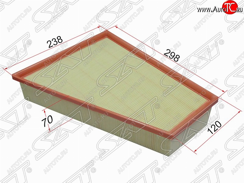 499 р. Фильтр воздушный двигателя SAT (298/120х238х70 mm)  Ford Galaxy  2 (2006-2015), Ford Mondeo (2007-2014), Volvo S80 ( AS60 седан,  AS40,AS70, AS90) (2006-2016), Volvo V70 (2008-2016)  с доставкой в г. Тамбов