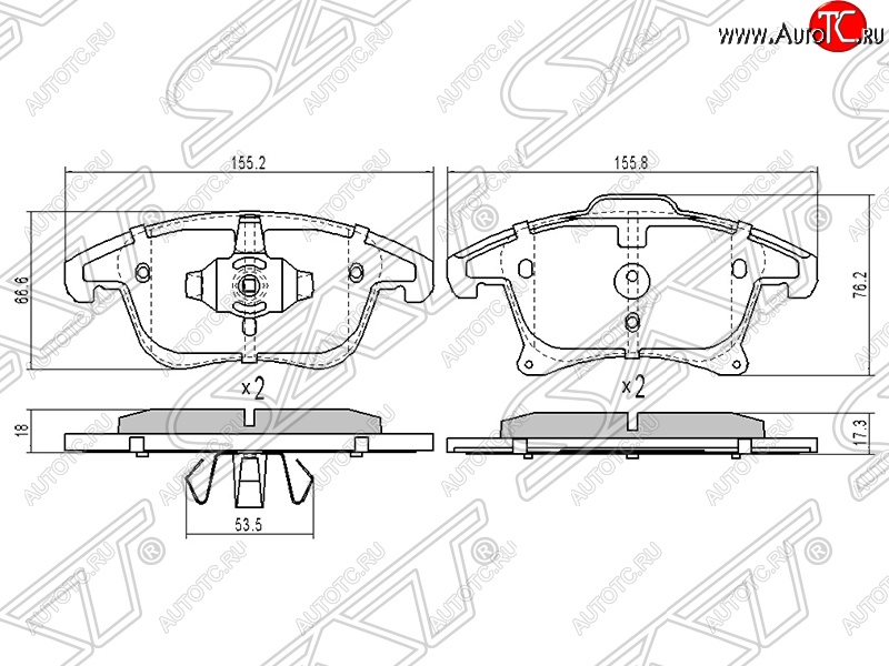 1 569 р. Колодки тормозные SAT (передние)  Ford Mondeo ( MK5 CD391,  MK5,CD391) (2014-2024) дорестайлинг седан, дорестайлинг универсал, рестайлинг универсал, рестайлинг, седан  с доставкой в г. Тамбов