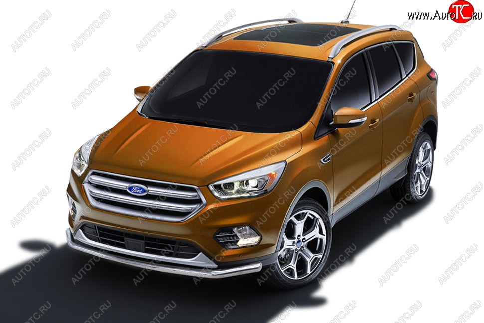 9 999 р. Защита заднего бампера Slitkoff (d57)  Ford Kuga  2 (2016-2019) рестайлинг (Нержавейка, Полированная)  с доставкой в г. Тамбов