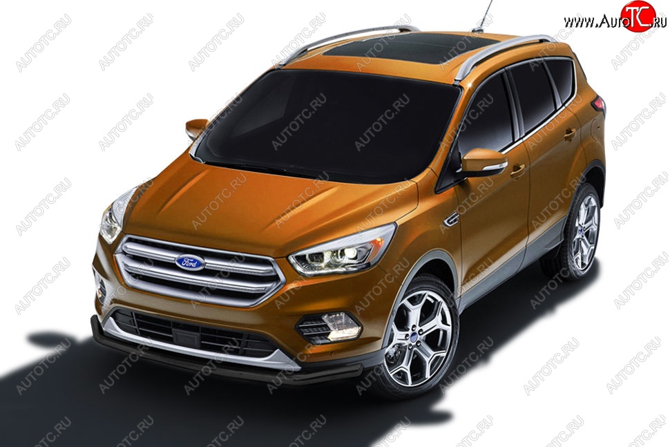 5 999 р. Защита заднего бампера Slitkoff (d57)  Ford Kuga  2 (2016-2019) рестайлинг (Сталь с полимерным покрытием. Цвет: чёрный)  с доставкой в г. Тамбов