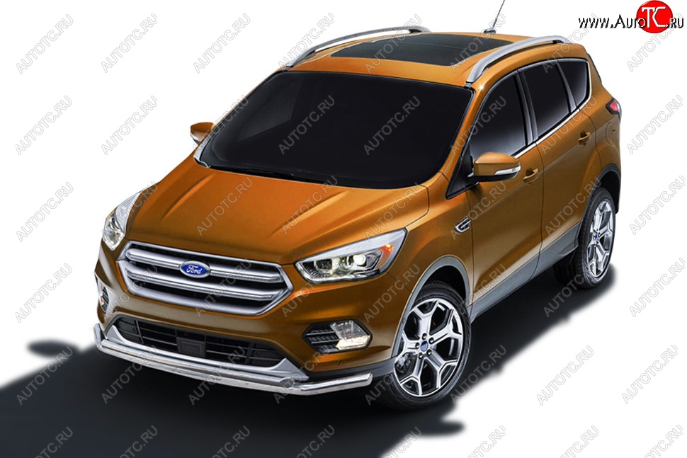 11 749 р. Защита заднего бампера Slitkoff (двойная, d57/42)  Ford Kuga  2 (2016-2019) рестайлинг (Нержавейка, Полированная)  с доставкой в г. Тамбов