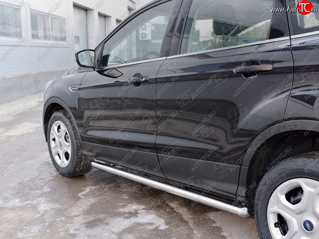 17 599 р. Защита порогов из круглой трубы диаметром 63 мм SLITKOFF v3  Ford Kuga  2 (2016-2019) рестайлинг  с доставкой в г. Тамбов