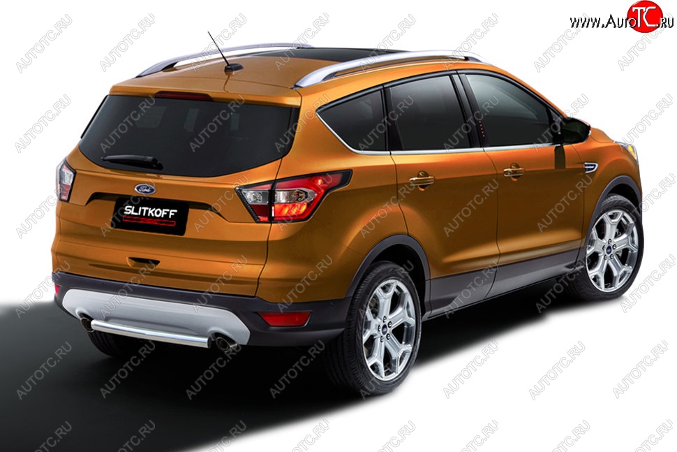 5 599 р. Защита заднего бампера Slitkoff (d57, короткая)  Ford Kuga  2 (2016-2019) рестайлинг (Нержавейка, Без окраски)  с доставкой в г. Тамбов