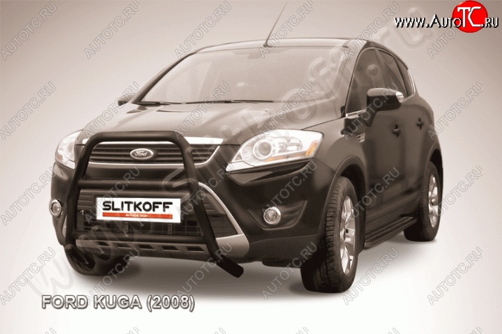 15 949 р. Кенгурятник d57 Slitkoff (высокий, с перемычками) Ford Kuga 1 (2008-2013) (Цвет: серебристый)  с доставкой в г. Тамбов