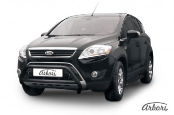 12 788 р. Защита переднего бампера Arbori (низкая с 1 перемычкой, черная, d57 mm) Ford Kuga 1 (2008-2013)  с доставкой в г. Тамбов. Увеличить фотографию 1