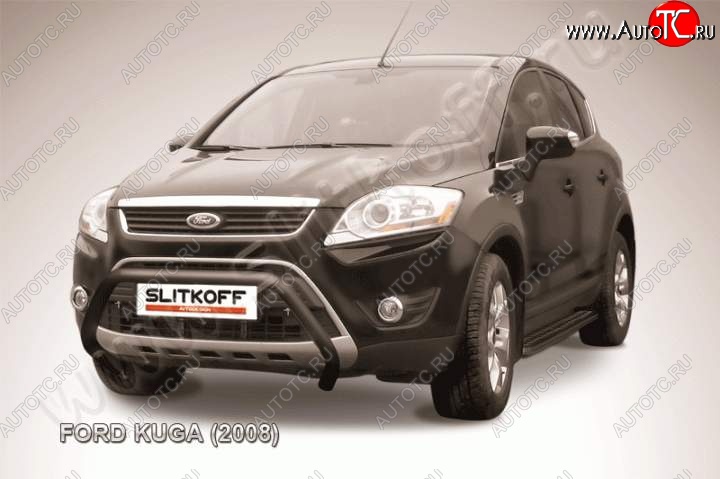 13 949 р. Кенгурятник d57 Slitkoff (низкий) Ford Kuga 1 (2008-2013) (Цвет: серебристый)  с доставкой в г. Тамбов