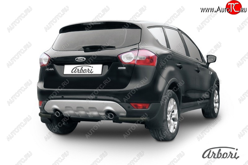 7 019 р. Защита заднего бампера Arbori (уголки, черная, 1 труба d57 mm). Ford Kuga 1 (2008-2013)  с доставкой в г. Тамбов