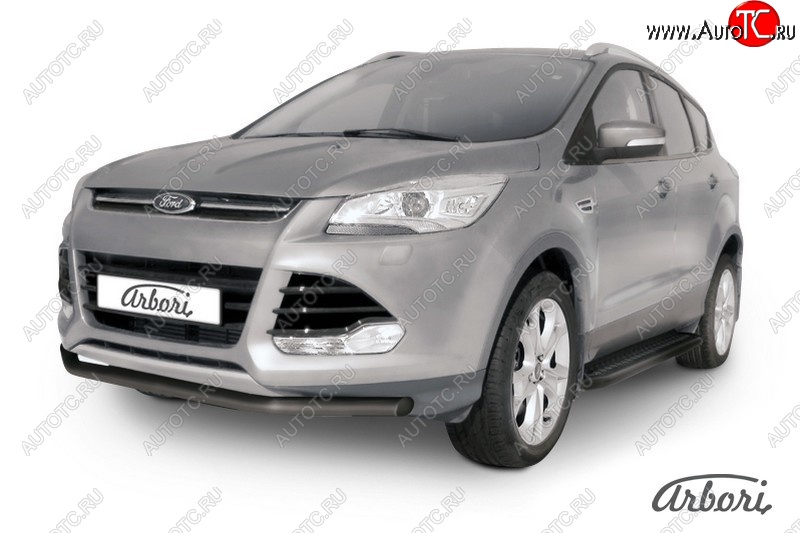 7 019 р. Защита переднего бампера Arbori (черная, 1 труба d57 mm). Ford Kuga 2 дорестайлинг (2013-2016)  с доставкой в г. Тамбов