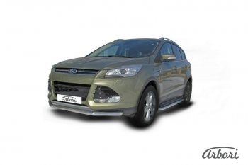 12 869 р. Защита переднего бампера Arbori (нержавейка, 1 труба d57 mm)  Ford Kuga  2 (2013-2016) дорестайлинг  с доставкой в г. Тамбов. Увеличить фотографию 2