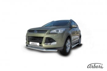 13 319 р. Защита переднего бампера Arbori (нержавейка, 1 труба d76 mm) Ford Kuga 2 дорестайлинг (2013-2016)  с доставкой в г. Тамбов. Увеличить фотографию 2