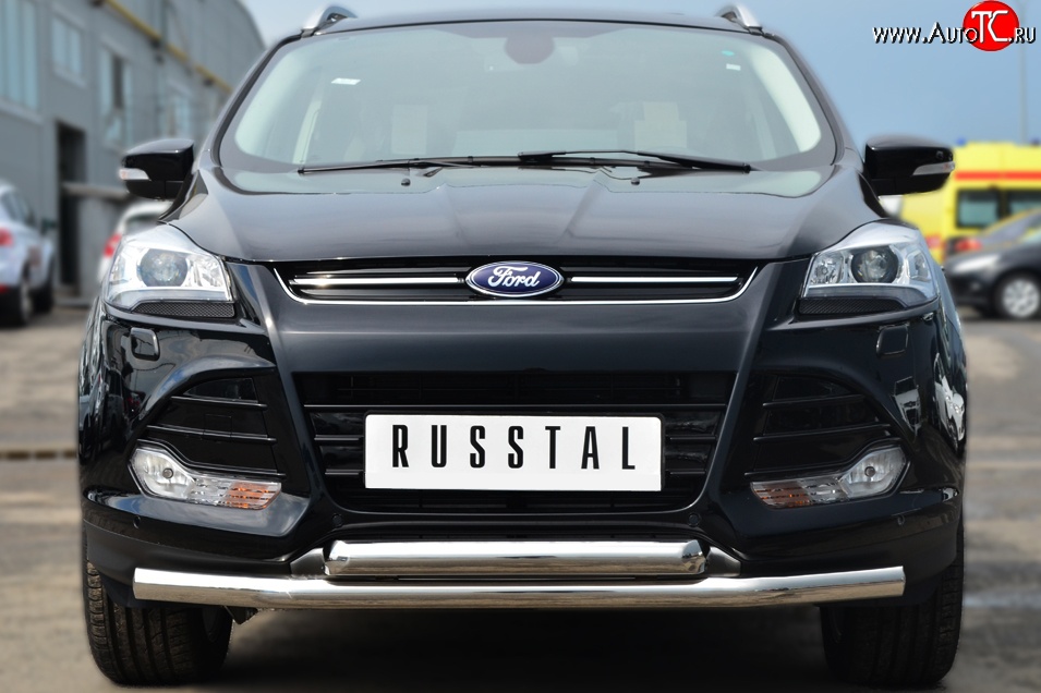 15 649 р. Защита переднего бампера (2 трубыØ76 мм, нержавейка) Russtal Ford Kuga 2 дорестайлинг (2013-2016)  с доставкой в г. Тамбов