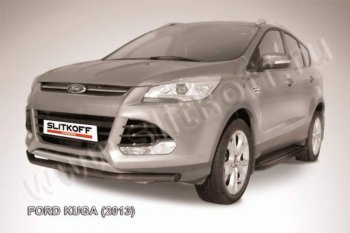 5 999 р. Защита переднего бампера Slitkoff (труба d57) Ford Kuga 2 дорестайлинг (2013-2016) (Цвет: серебристый)  с доставкой в г. Тамбов. Увеличить фотографию 1