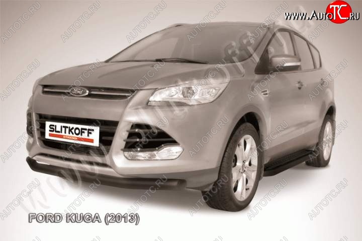 8 199 р. Защита переднего бампера Slitkoff (труба d76) Ford Kuga 2 дорестайлинг (2013-2016) (Цвет: серебристый)  с доставкой в г. Тамбов