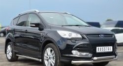 13 849 р. Защита порогов из круглой трубы диаметром 63 мм Russtal Ford Kuga 2 дорестайлинг (2013-2016) (Защита порогов с со скосами на торцах (вариант 1))  с доставкой в г. Тамбов. Увеличить фотографию 2