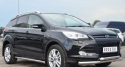 13 849 р. Защита порогов из круглой трубы диаметром 63 мм Russtal Ford Kuga 2 дорестайлинг (2013-2016) (Защита порогов с со скосами на торцах (вариант 1))  с доставкой в г. Тамбов. Увеличить фотографию 12