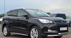 13 849 р. Защита порогов из круглой трубы диаметром 63 мм Russtal Ford Kuga 2 дорестайлинг (2013-2016) (Защита порогов с со скосами на торцах (вариант 1))  с доставкой в г. Тамбов. Увеличить фотографию 7