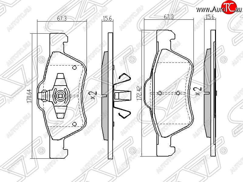 1 669 р. Колодки тормозные SAT (передние)  Ford Maverick  TM1 (2000-2007), Mazda Tribute (2000-2007)  с доставкой в г. Тамбов