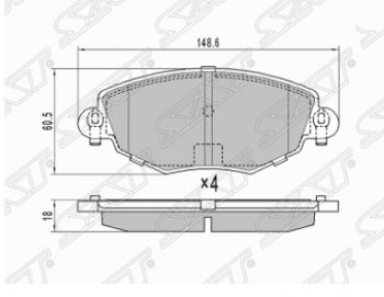 1 169 р. Комплект передних тормозных колодок SAT Ford Mondeo Mk3,B4Y дорестайлинг, седан (2000-2003)  с доставкой в г. Тамбов. Увеличить фотографию 1