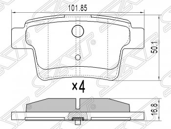 889 р. Колодки тормозные задние SAT  Ford Mondeo (2000-2007), Ford Ranger ( DoubleCab,  RapCab) (2011-2021), Jaguar X-type  X400 (2001-2009)  с доставкой в г. Тамбов. Увеличить фотографию 1