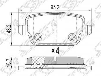 759 р. Колодки тормозные SAT (задние)  Ford Mondeo (2007-2014) Mk4,BD дорестайлинг, седан, Mk4,DG дорестайлинг, универсал, Mk4,BD рестайлинг, седан, Mk4,DG рестайлинг, универсал  с доставкой в г. Тамбов. Увеличить фотографию 1