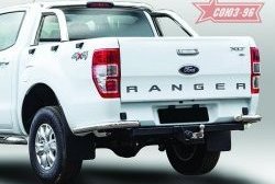 Защита заднего бампера из боковых уголков Souz-96 (d60) Ford Ranger DoubleCab дорестайлинг (2011-2016)