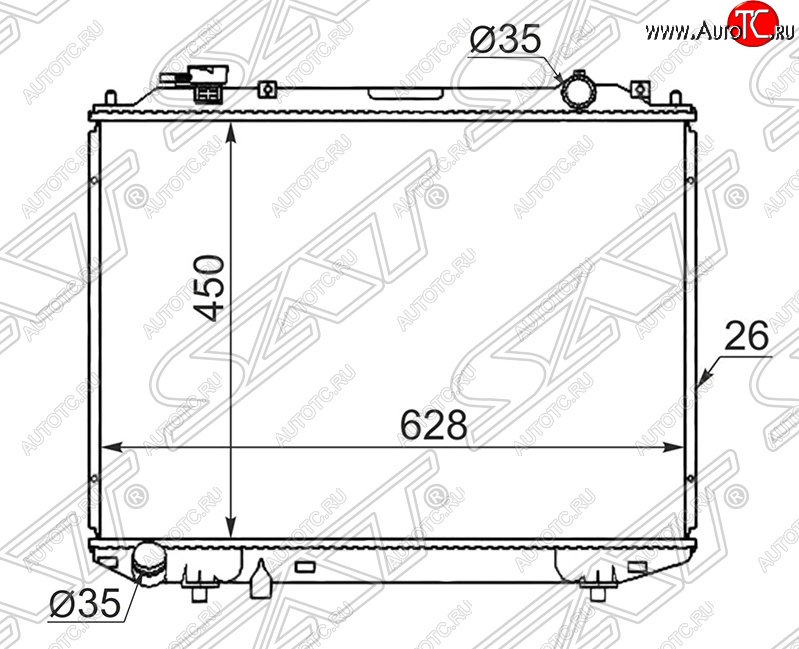 5 899 р. Радиатор двигателя SAT (пластинчатый, 2.5D/2.5TD/2.9D/3.0TD, МКПП)  Ford Ranger (2006-2011), Mazda B-Series (1998-2007), Mazda BT-50 (2006-2018)  с доставкой в г. Тамбов