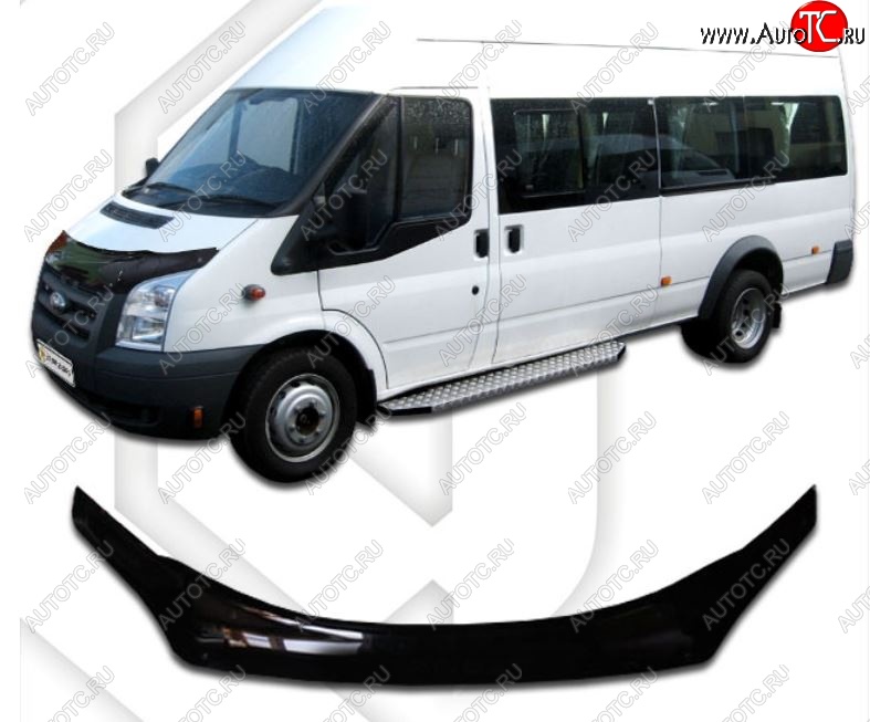 2 899 р. Дефлектор капота CA-Plastiс  Ford Transit (2006-2014) цельнометаллический фургон (Classic черный, Без надписи)  с доставкой в г. Тамбов