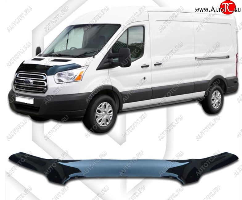 3 069 р. Дефлектор капота CA-Plastiс exclusive Ford Transit цельнометаллический фургон (2014-2022) (Classic черный, Без надписи)  с доставкой в г. Тамбов