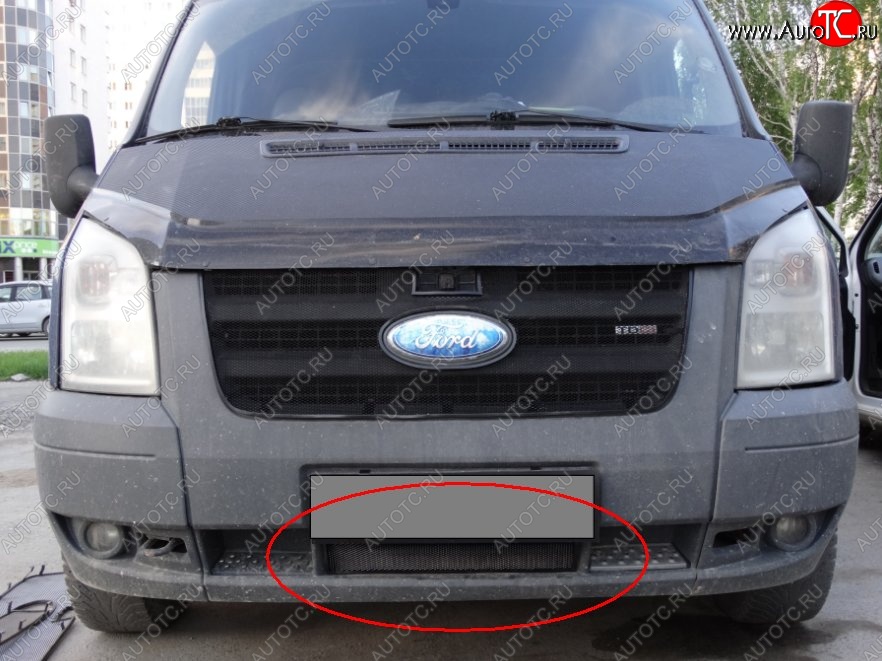 1 469 р. Нижняя защитная сетка на бампер (рестайлинг) Russtal (черная) Ford Transit цельнометаллический фургон (2006-2014)  с доставкой в г. Тамбов