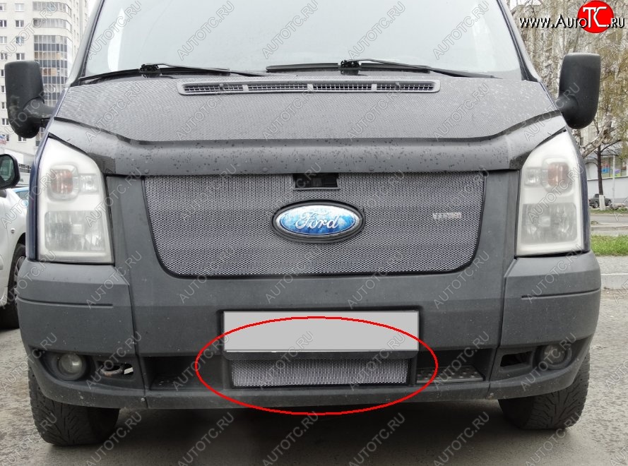 1 539 р. Нижняя защитная сетка на бампер (рестайлинг) Russtal (хром) Ford Transit цельнометаллический фургон (2006-2014)  с доставкой в г. Тамбов